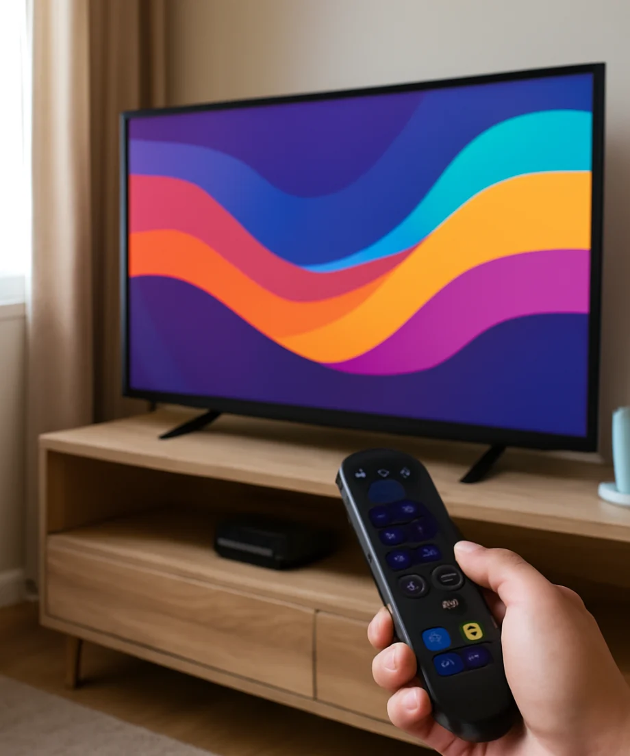 First, press a Roku button to wake the screen