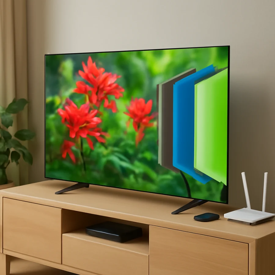 2. The quantum-dot layer changes part of the light